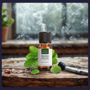 Flacon d’Huile Essentielle de Menthe Poivrée BIO – Bien-être, stimulation mentale et énergie naturelle | Les Murmures de la Chouette